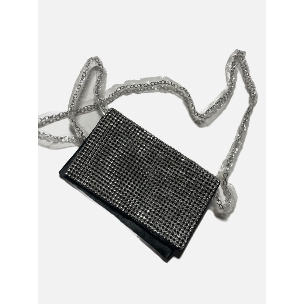 Amber Sceats Rhinestone Clutch Womens Small Black Crystal Evening Crossbody Bag